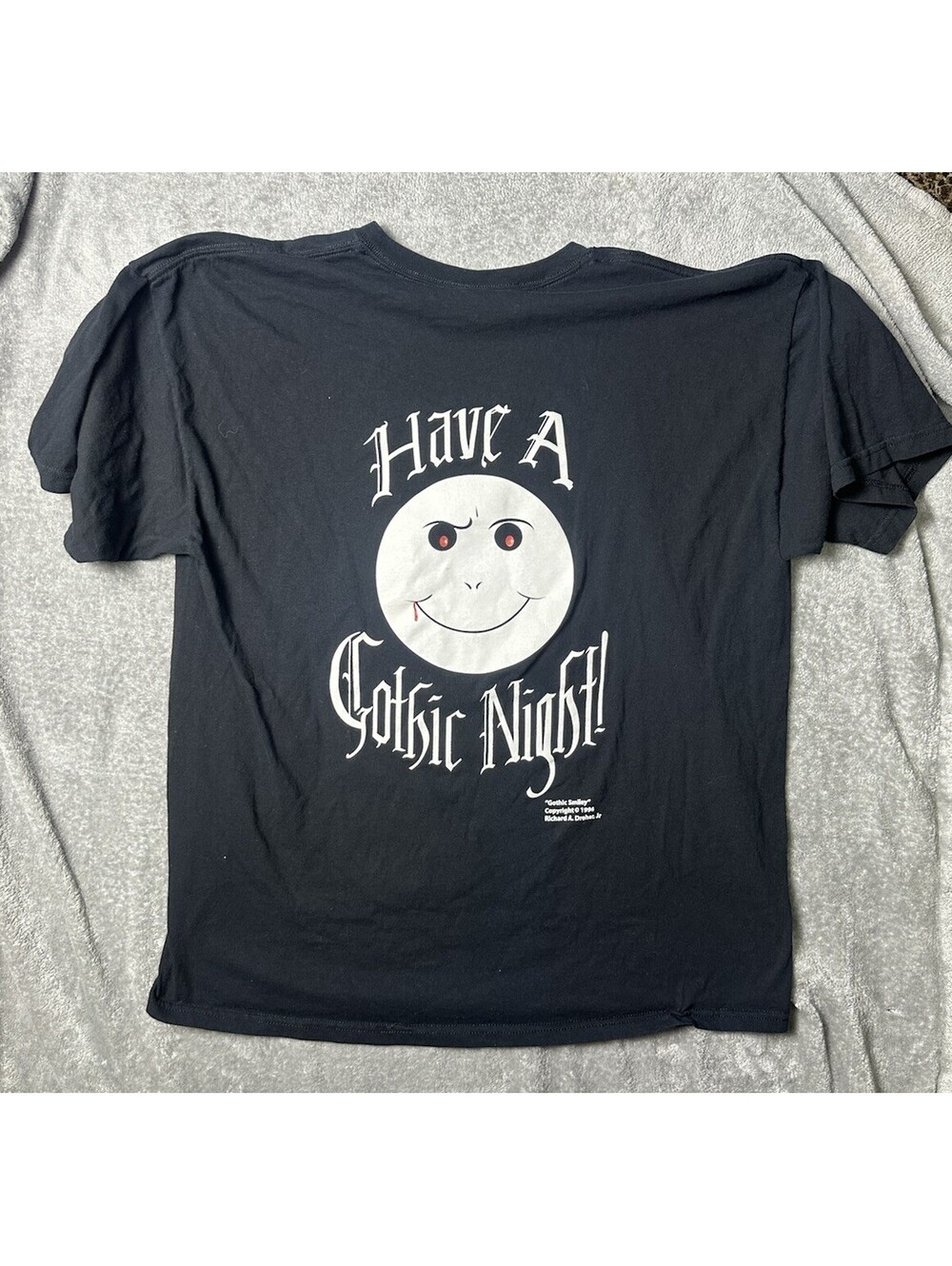 Gothic Smiley Have A Gothic Night Double Sided Graphic T Shirt XL Goth Emo